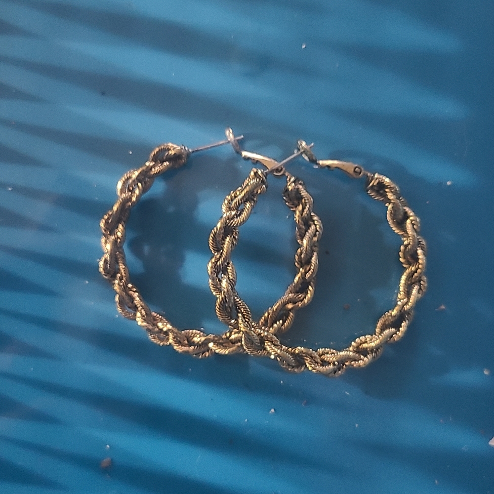 Gold chained hoops